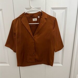 Aritzia Wilfred Bronze Satin Blouse